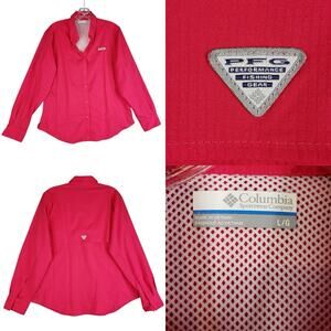 Columbia Shirt Women’s Size Large L Pink PFG Button Up Long Sleeve Fishing